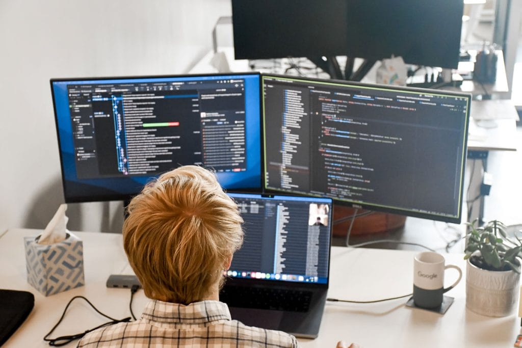 Person works on Web Development tools for Marketing Agency