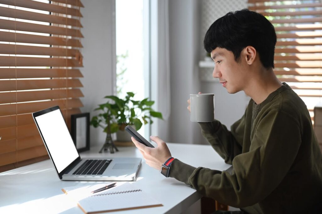 Person posting on social media