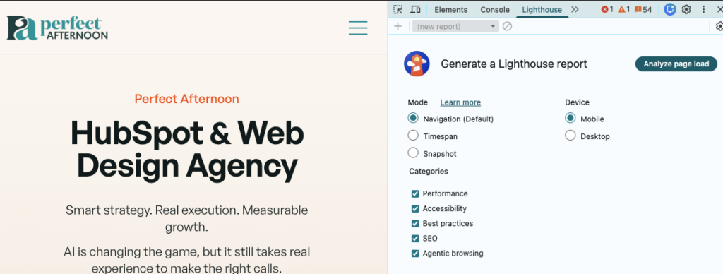 Agent Ready Website- Chrome Canary Lighthouse Report